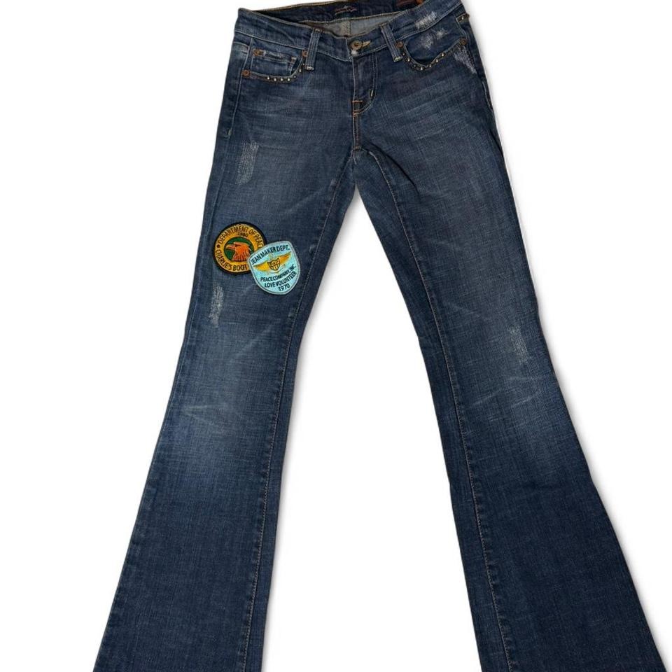 Peace & Love Patchwork Bootcut Jeans Y2k Studded Flare Denim Size 26
